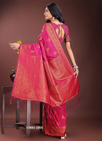 Magenta Silk Woven Festive-Wear Desi Saree