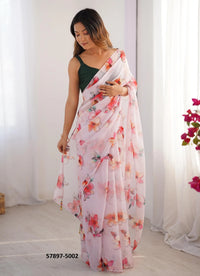 Light Pink Organza Fashionable Saree For Kitty-Parties