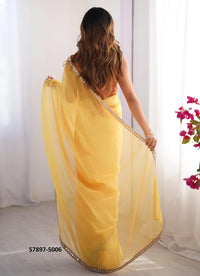 Marigold Organza Fashionable Saree For Kitty-Parties