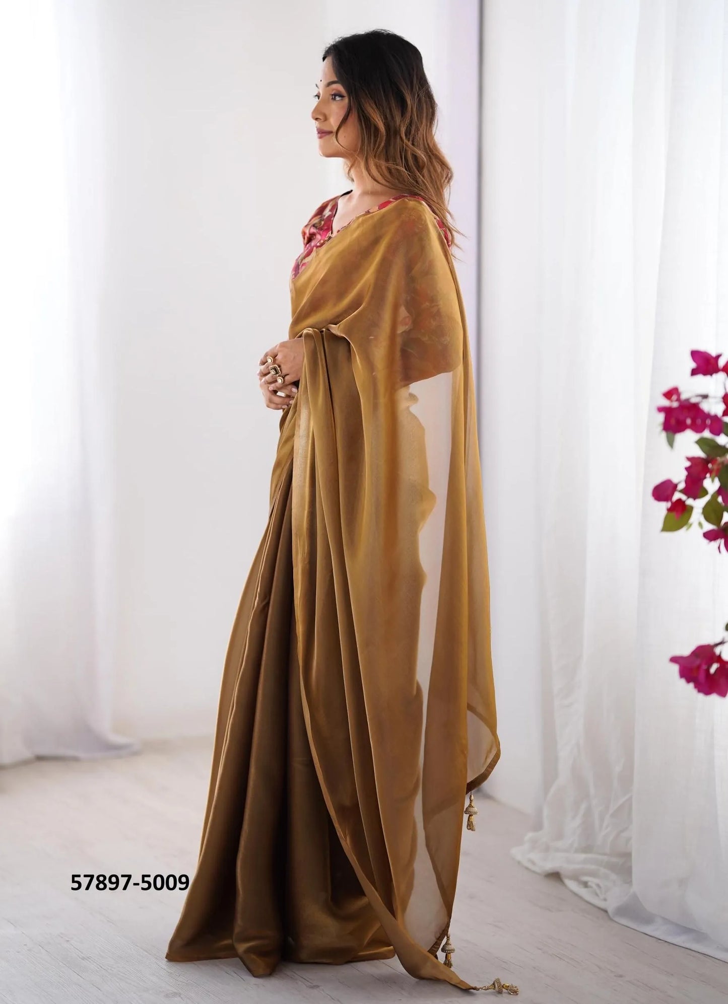 Brown Rangoli Fashionable Saree For Kitty-Parties