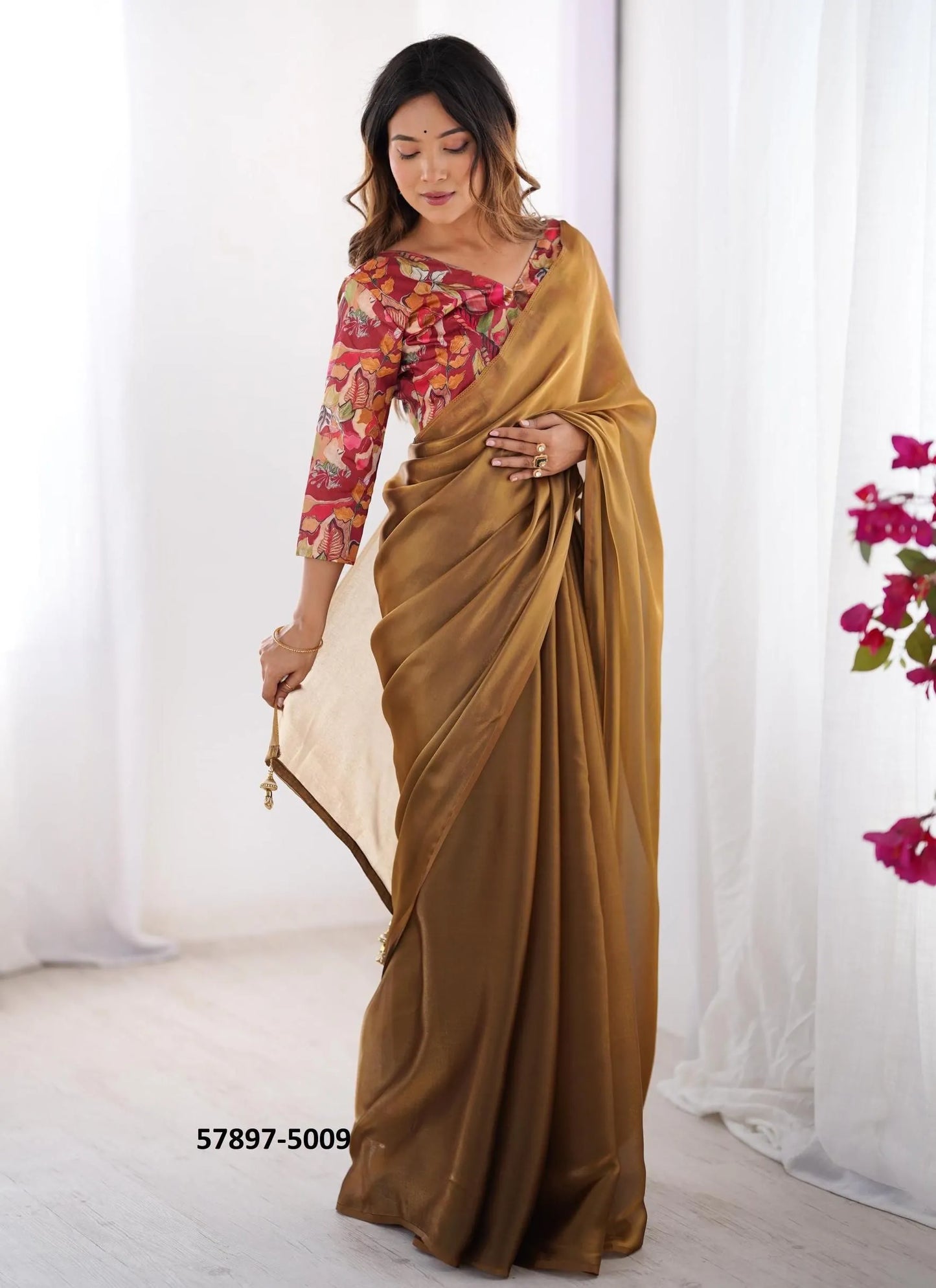 Brown Rangoli Fashionable Saree For Kitty-Parties