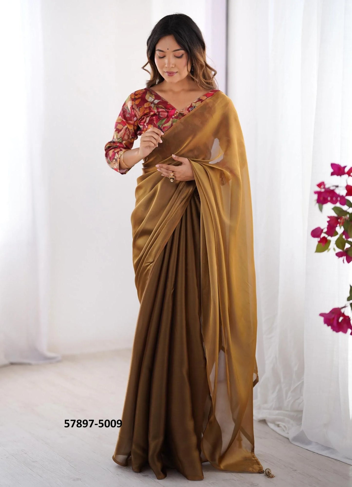 Brown Rangoli Fashionable Saree For Kitty-Parties