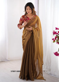 Brown Rangoli Fashionable Saree For Kitty-Parties