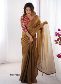 Brown Rangoli Fashionable Saree For Kitty-Parties