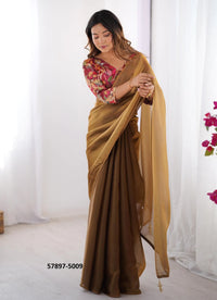 Brown Rangoli Fashionable Saree For Kitty-Parties