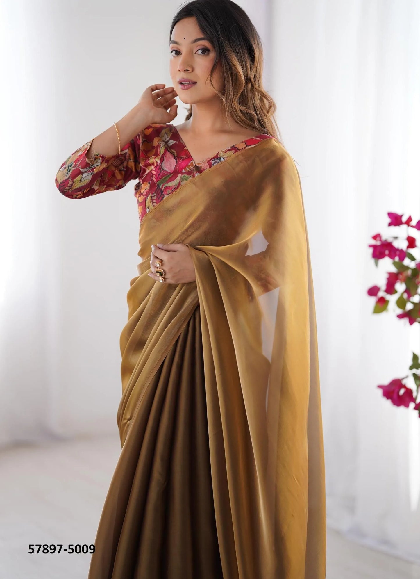 Brown Rangoli Fashionable Saree For Kitty-Parties