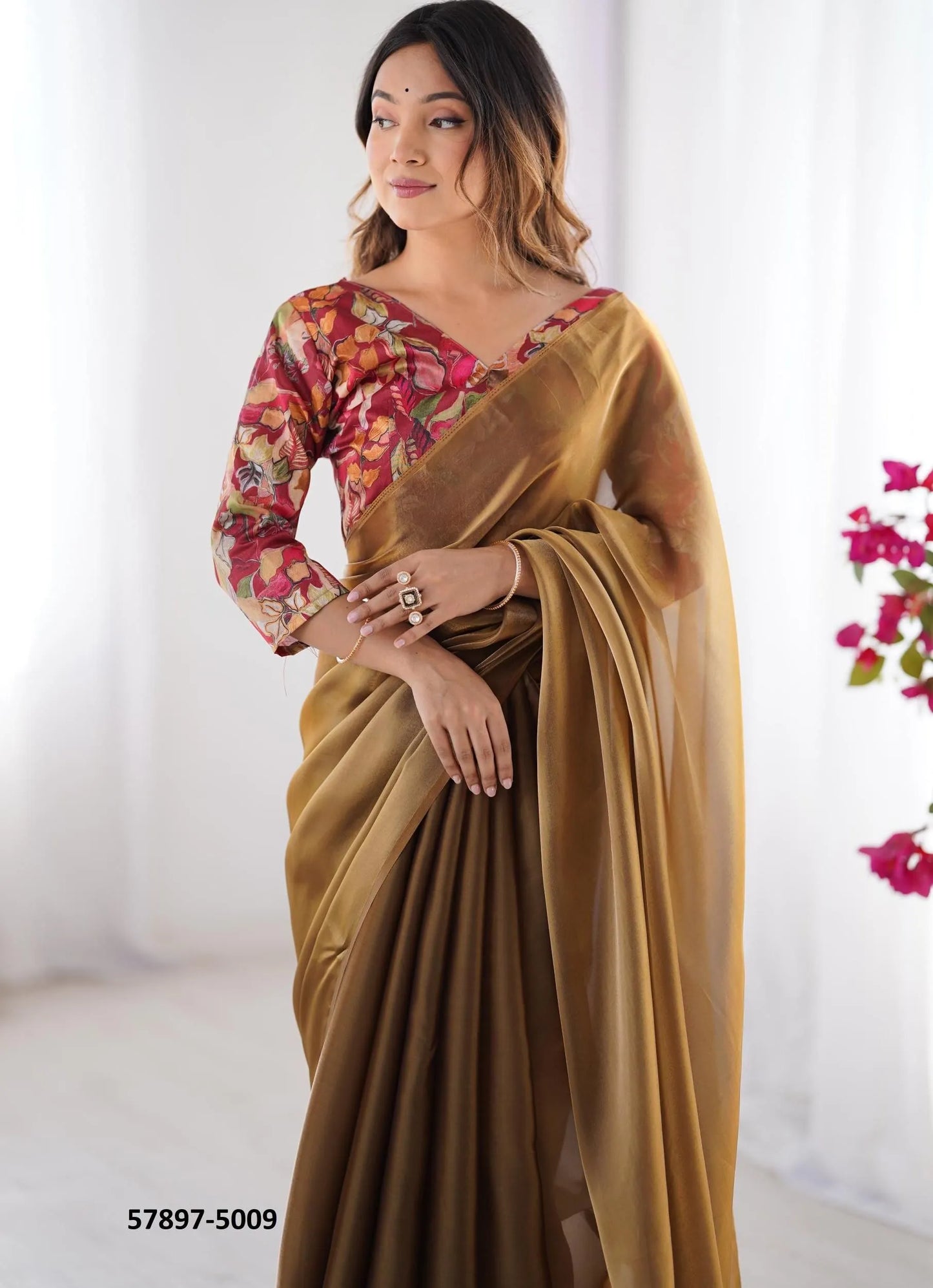 Brown Rangoli Fashionable Saree For Kitty-Parties