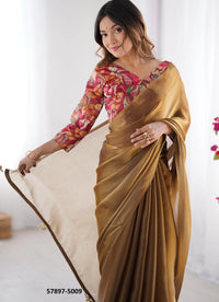 Brown Rangoli Fashionable Saree For Kitty-Parties