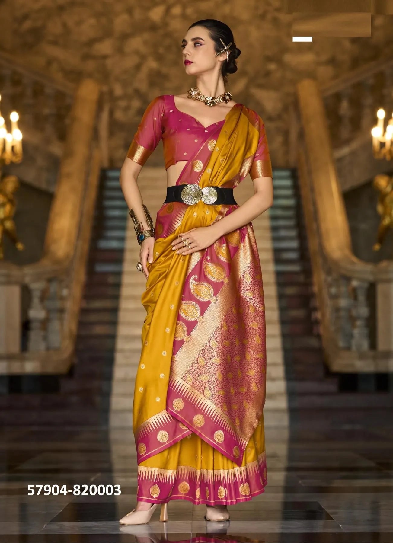 Orange Soft Silk Woven Festive-Wear Saree
