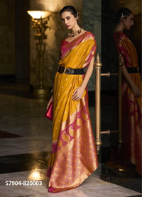 Orange Soft Silk Woven Festive-Wear Saree