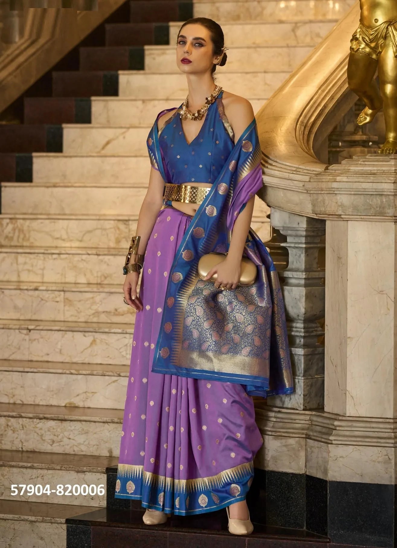 Lavender Soft Silk Woven Festive-Wear Saree