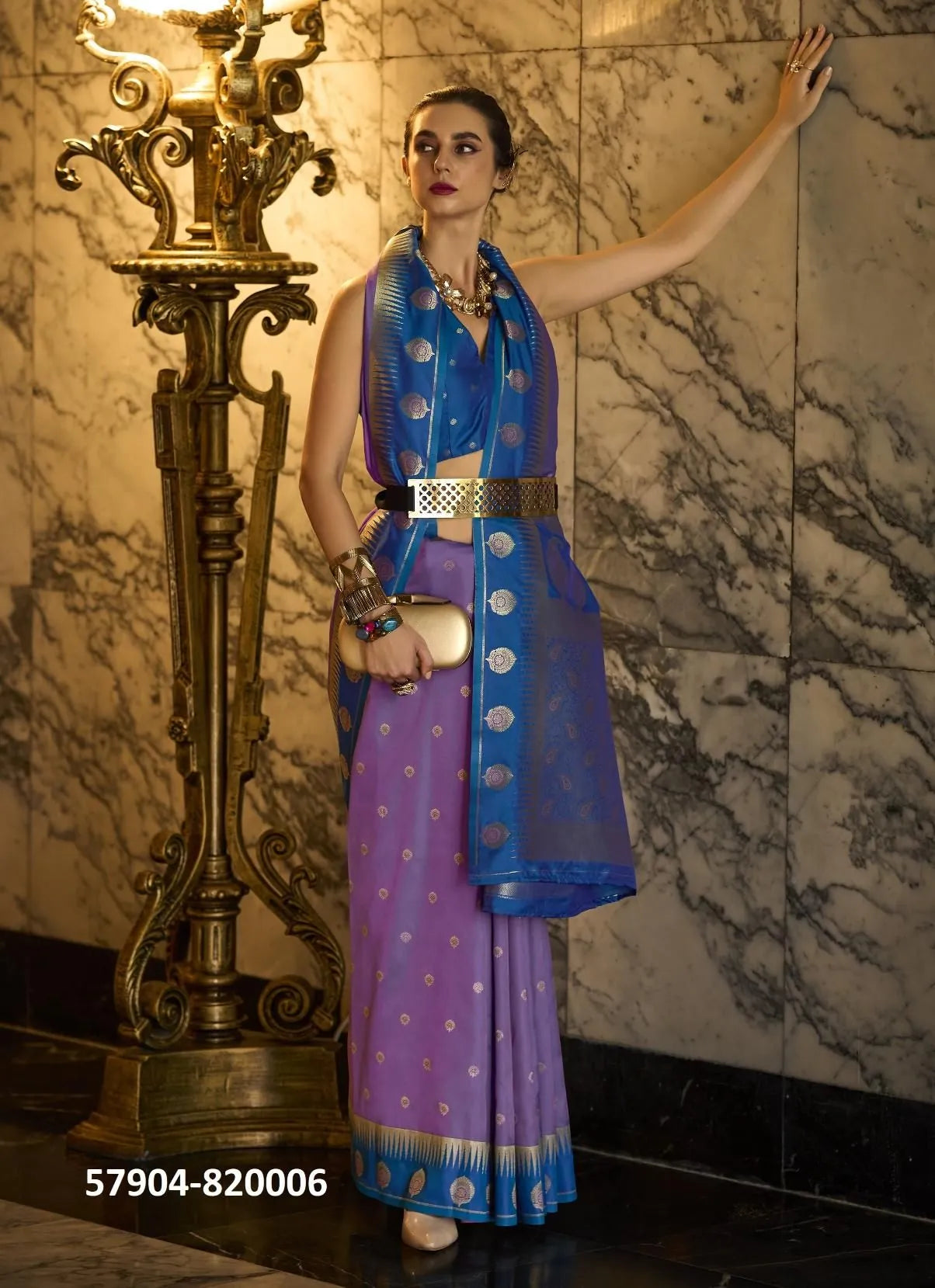 Lavender Soft Silk Woven Festive-Wear Saree