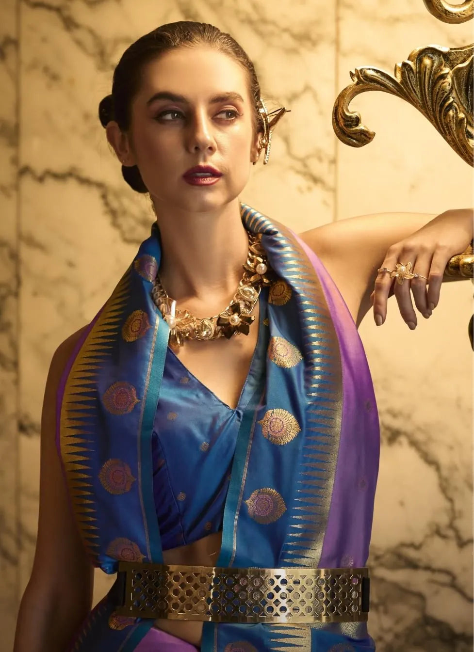 Lavender Soft Silk Woven Festive-Wear Saree
