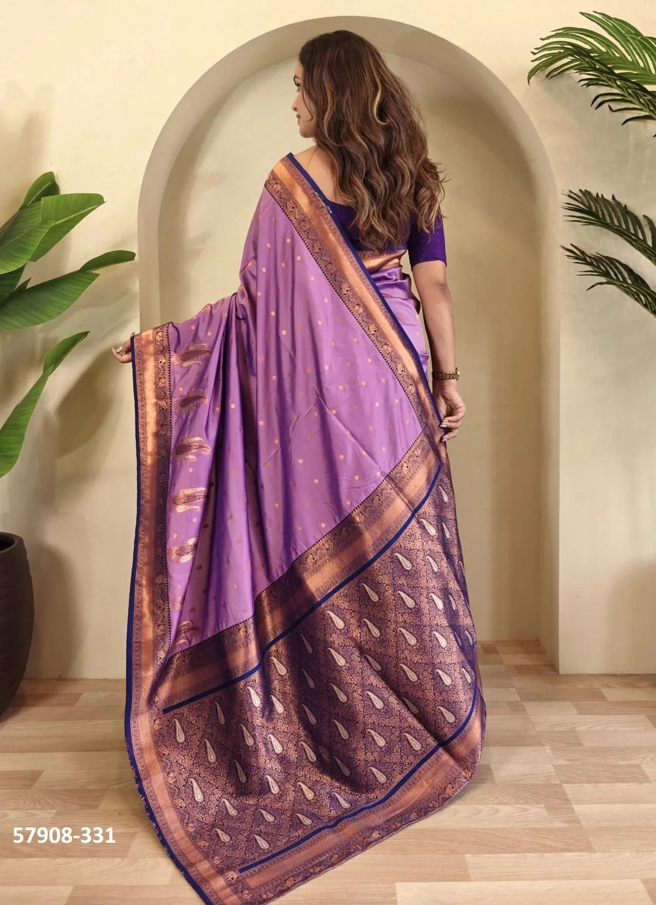 Lavender Woven Paithani Silk Saree For Traditional / Religious-Occasions