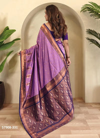 Lavender Woven Paithani Silk Saree For Traditional / Religious-Occasions