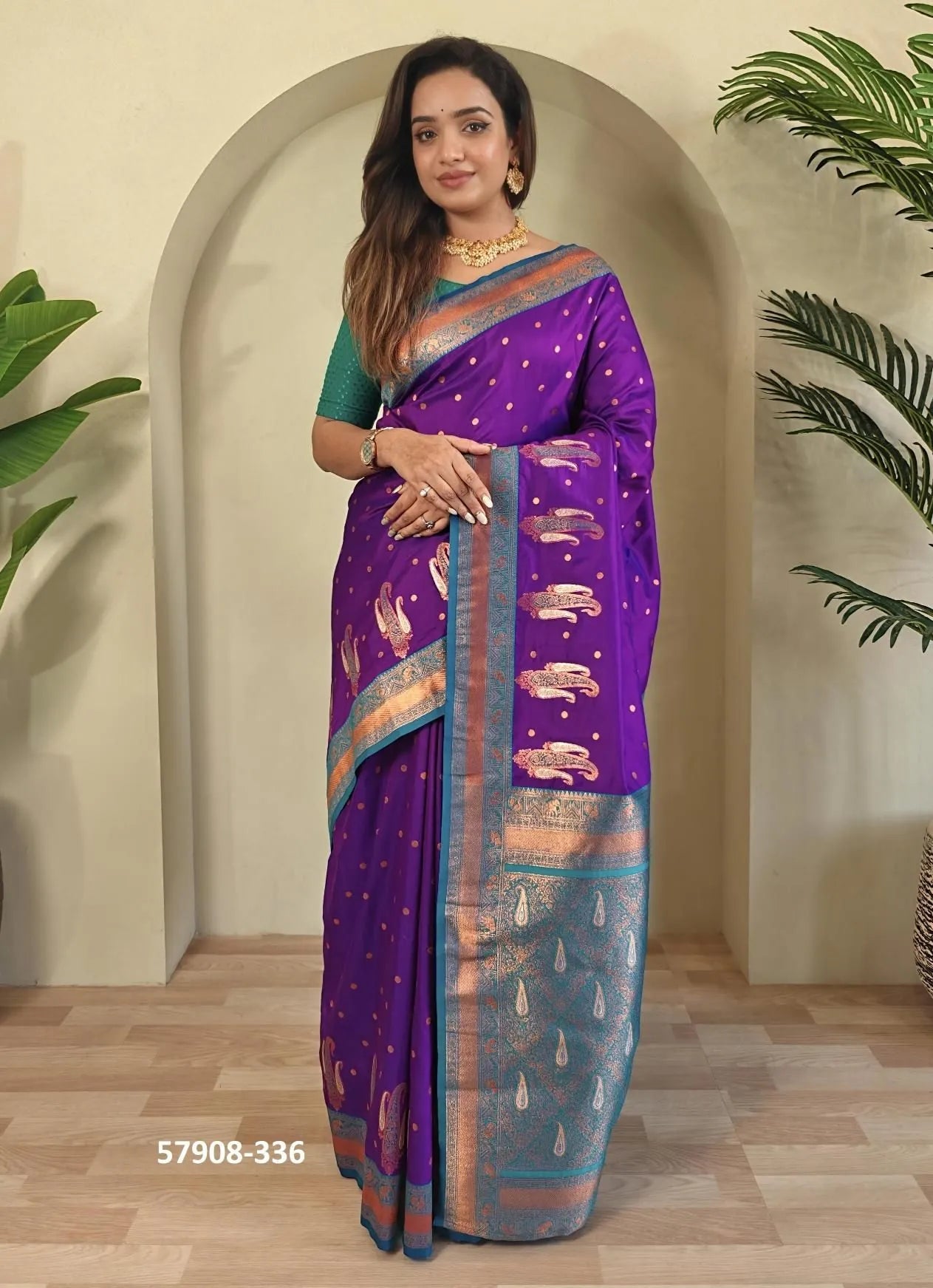 Violet Woven Paithani Silk Saree For Traditional / Religious-Occasions