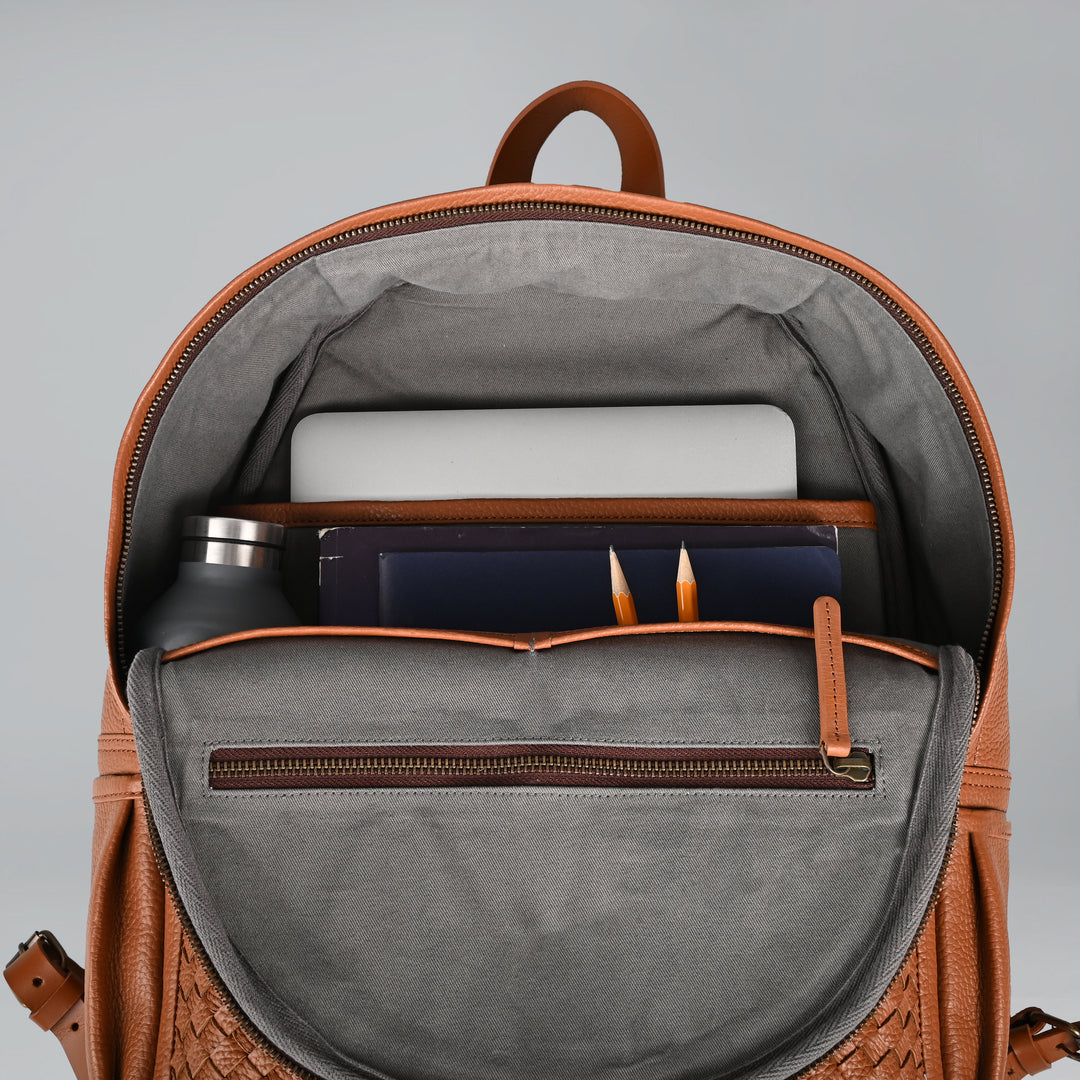 Weaved Journey Leather Backpack
