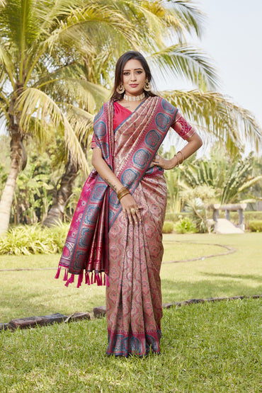 Multi color kanjivaram silk saree with zari weaving work