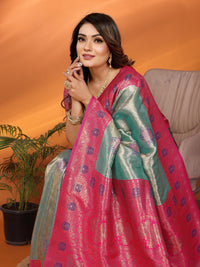 Sea green premium banarasi tissue silk saree with zari weaving work