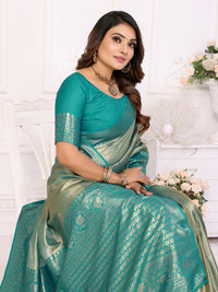 Sea green banarasi tissue silk saree with zari weaving work