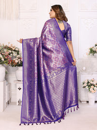 Purple banarasi chaturi silk saree with zari weaving work