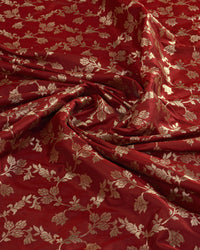 Maroon color pure silk saree with zari weaving work