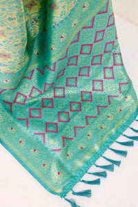 Rama green dharmavaram banarasi silk saree with zari weaving