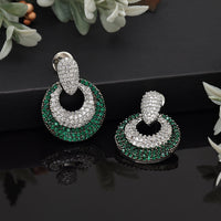 Green Color American Diamond Earrings