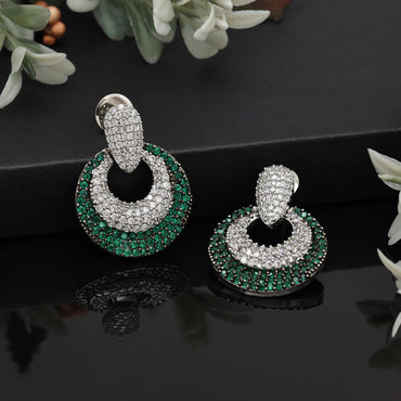 Green Color American Diamond Earrings