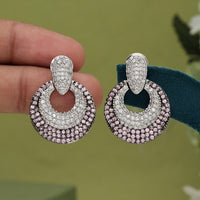 Pink Color American Diamond Earrings