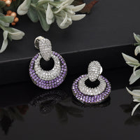 Purple Color American Diamond Earrings