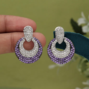 Purple Color American Diamond Earrings