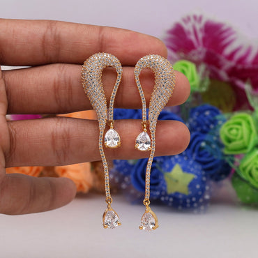 White Color American Diamond Earrings