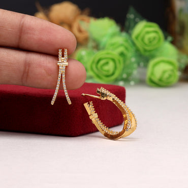 White Color American Diamond Earrings