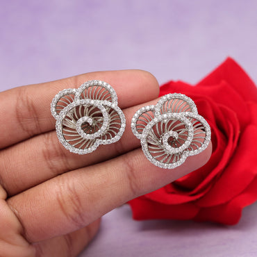 Silver Color American Diamond Earrings