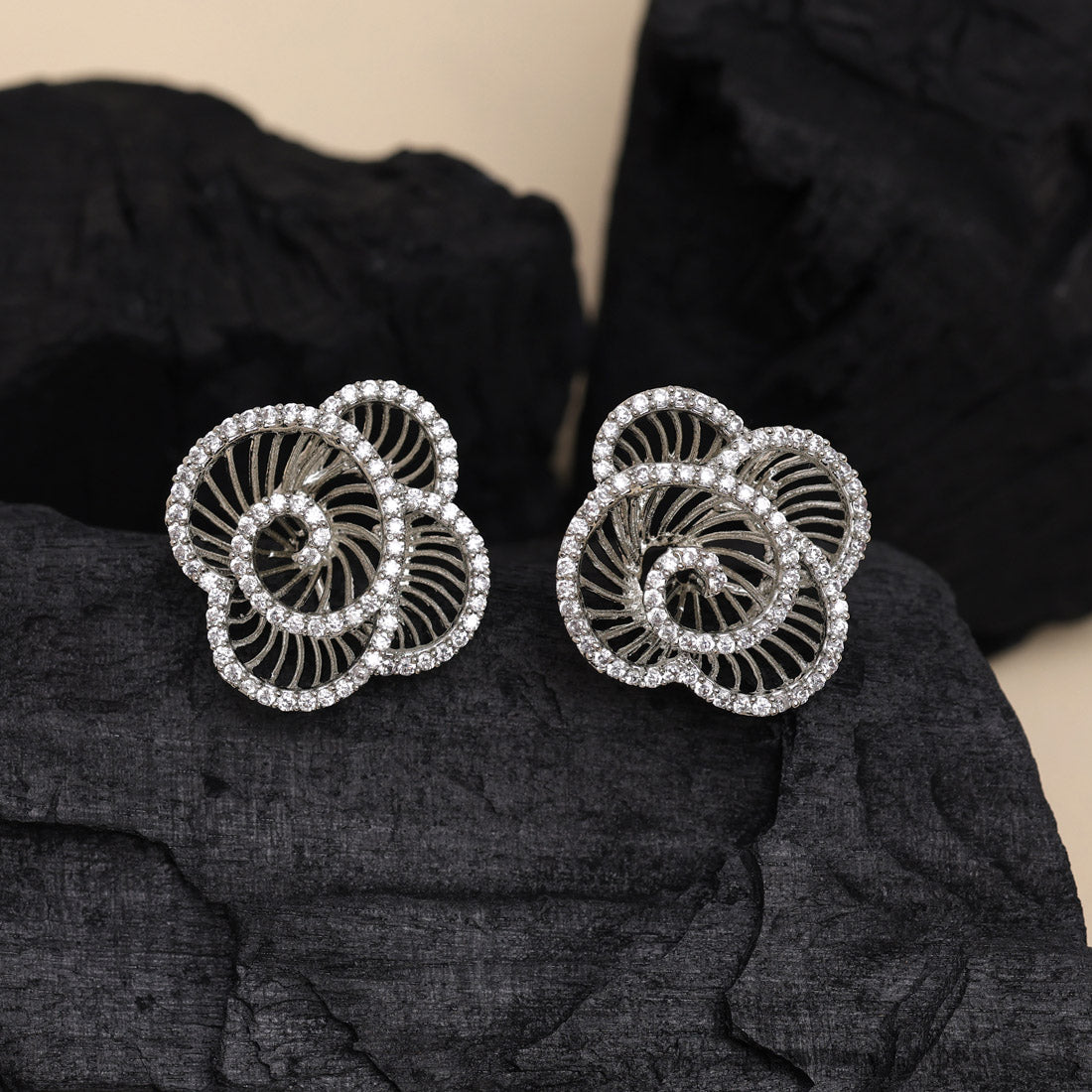 Silver Color American Diamond Earrings