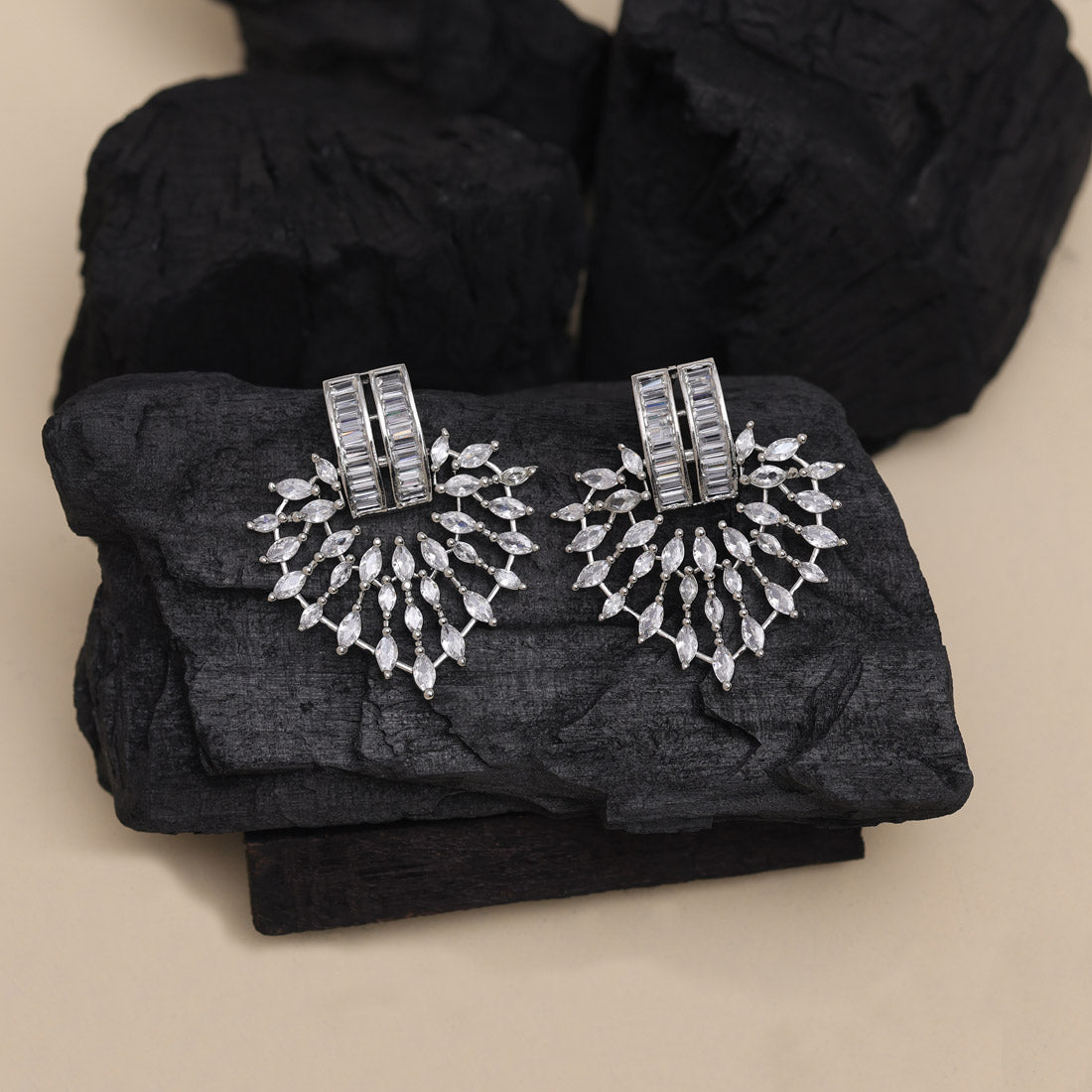 Silver Color American Diamond Earrings