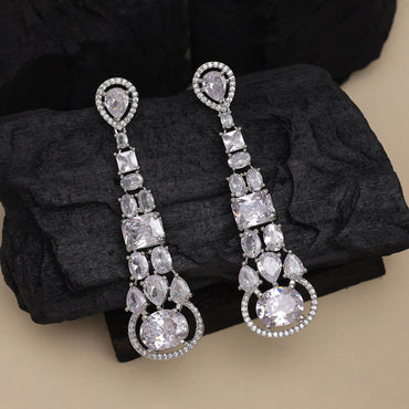 Silver Color American Diamond Earrings
