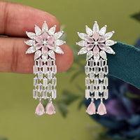 Pink Color American Diamond Earrings