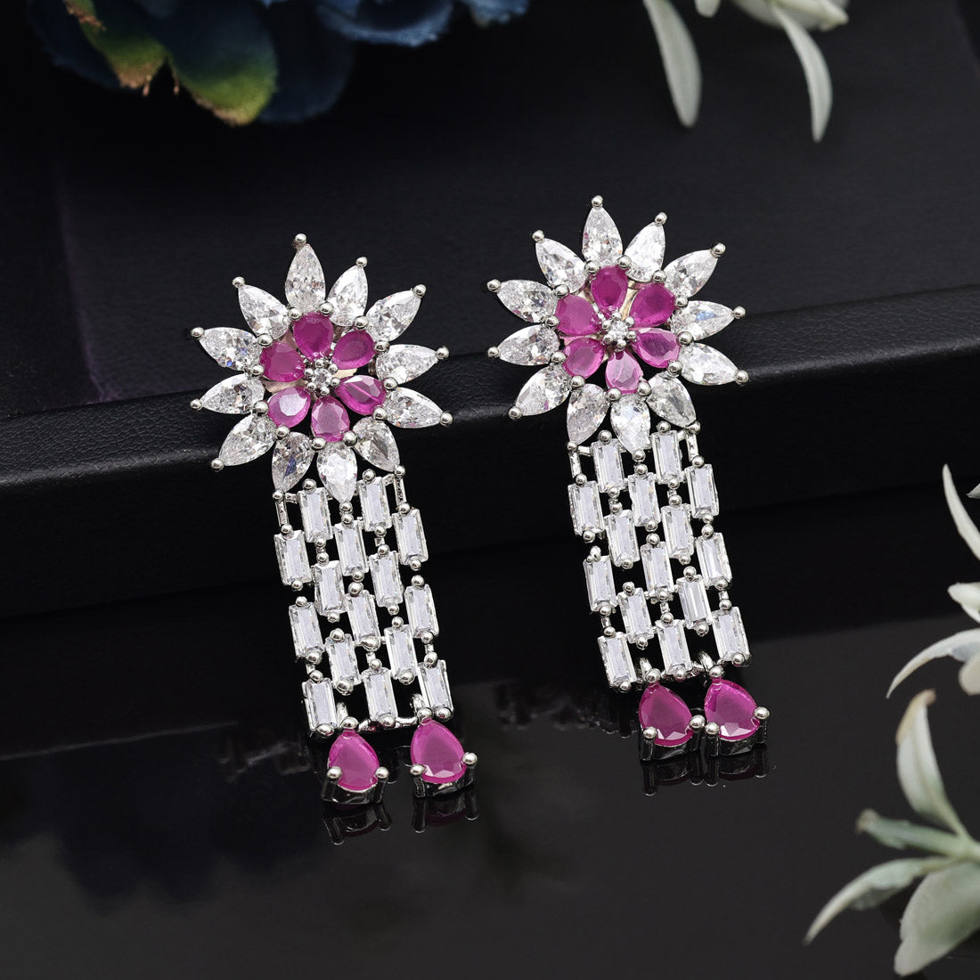 Rani Color American Diamond Earrings