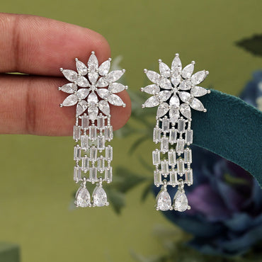 Silver Color American Diamond Earrings