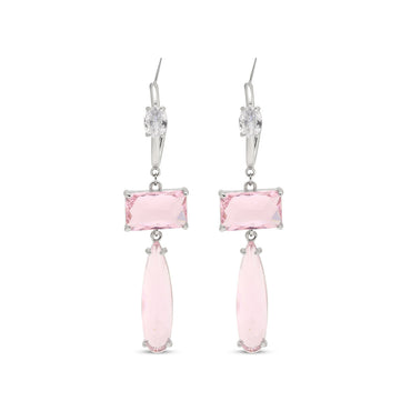 Pink Color American Diamond Earrings