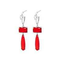 Red Color American Diamond Earrings