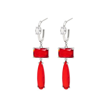 Red Color American Diamond Earrings