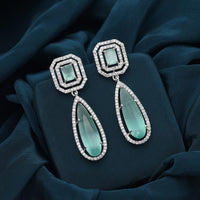 Pista Green Color American Diamond Earrings