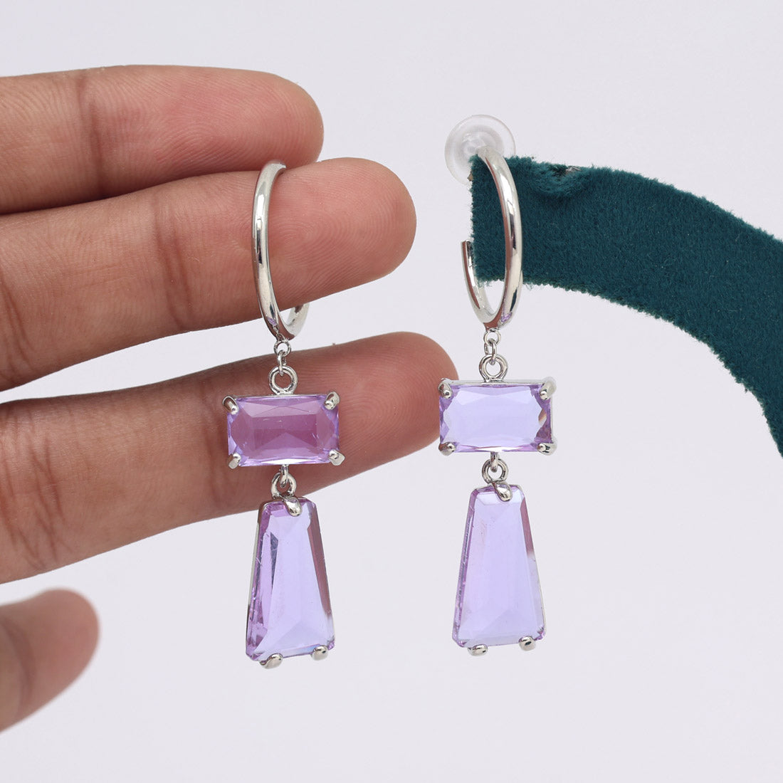 Light Purple Color American Diamond Earrings