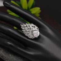 Silver Color American Diamond Finger Ring