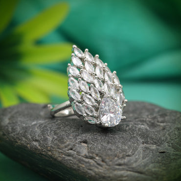 Silver Color American Diamond Finger Ring