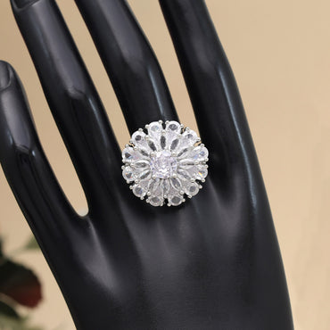 Silver Color American Diamond Finger Ring