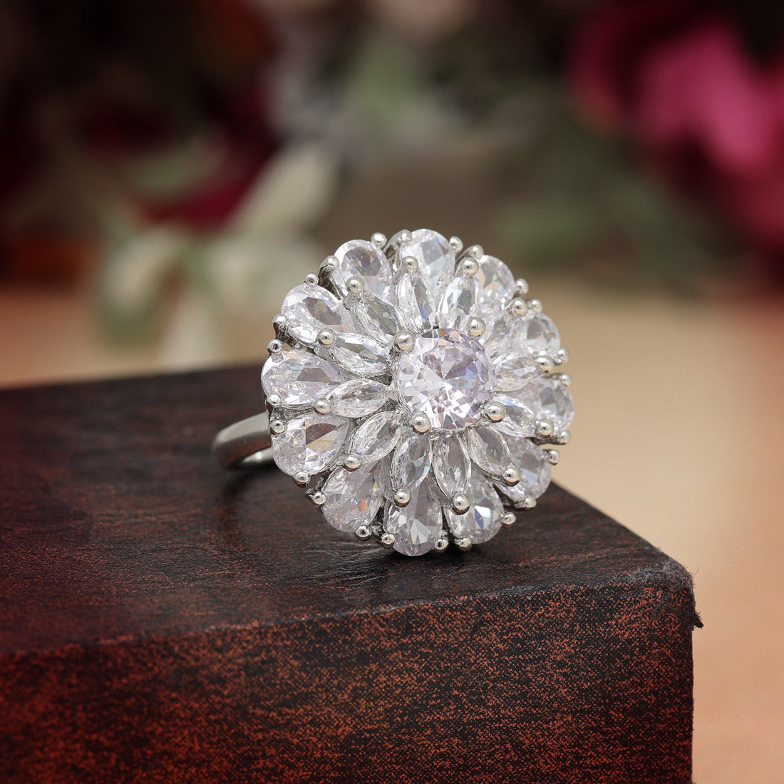 Silver Color American Diamond Finger Ring